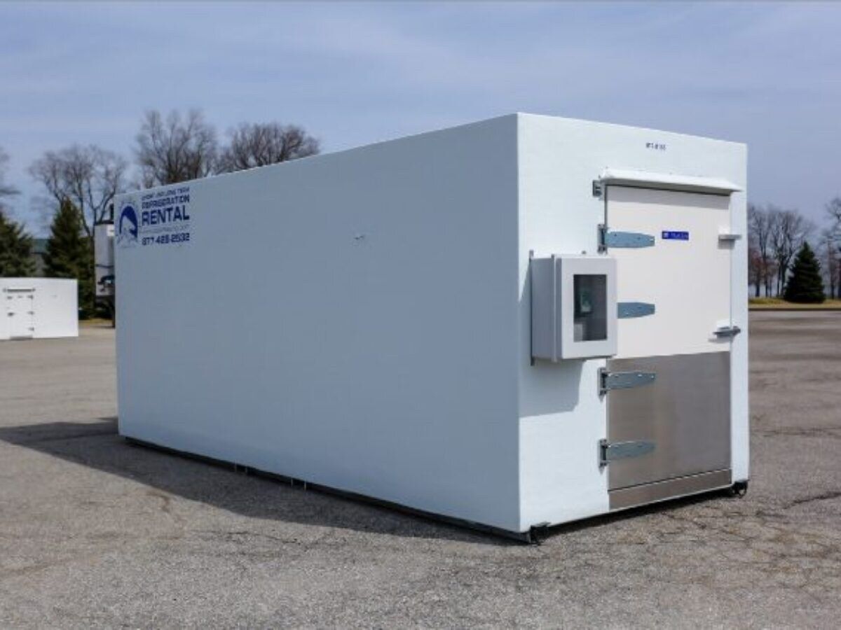 Polar King white outdoor walk-in cooler unit